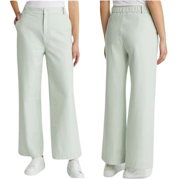 NWTs MaxMara Vasaio Wide Leg Pants in Green Pastel Size Large - Picture 1 of 7